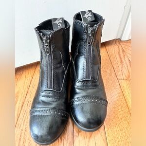 Girls Saxon Horseback Riding Paddock Boots - Black - Size 13